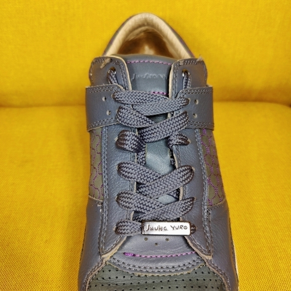 Jhung Yuro Cup Low Leather Casual Grey Purple Sneakers Mens Shoes Size 11 - Picture 5 of 11